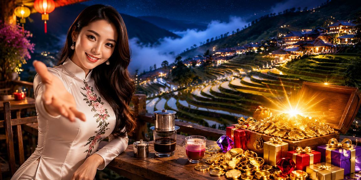 Người chơi thư giãn tại vùng núi Sapa với ly cà phê